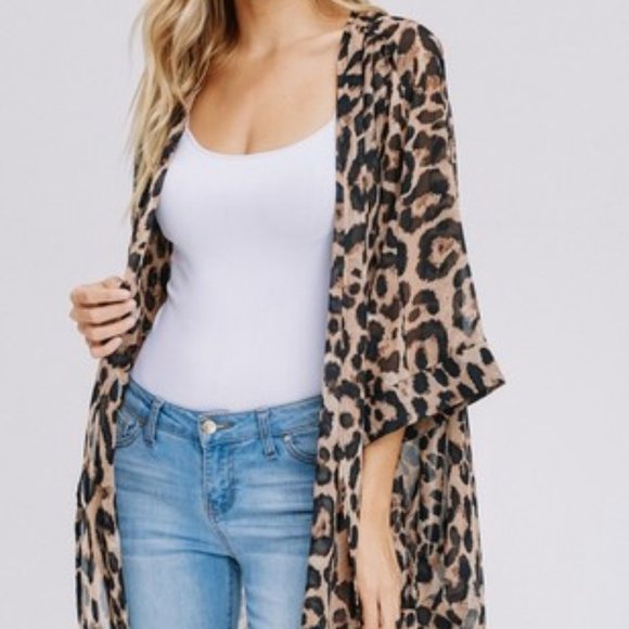 Leopard Print Kimono Cardigan - Picture 1 of 1